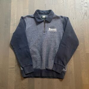 Roots navy and navy grey fleece quarter zip
